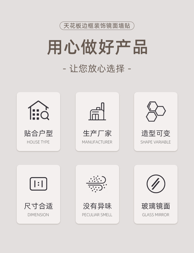 万字腰线踢脚线吊顶天花板背景墙边框装饰 时尚方便立体镜面墙贴详情2