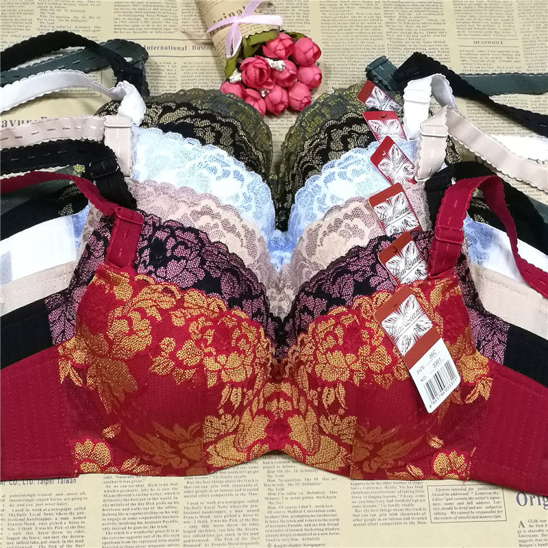 Caiqian 3301# Sexy, Comfortable, Ultra-thin Breathable and gathering Bra, Adjustable pure cotton 3-breasted embroidered underwear pic 1