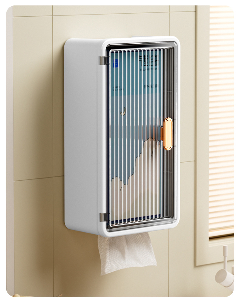 Non-perforated wall-mounted tissue box, transparent high appearance level storage rack, high-end storage box, simple large tissue box pic 16