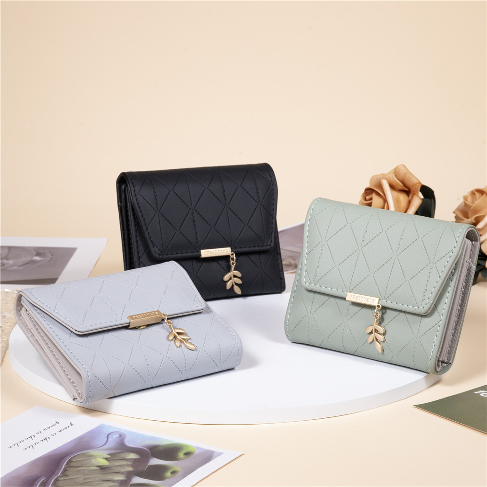 普瑞蒂钱包女新款日韩版小清新折叠搭扣拉链短款钱夹多功能零钱包详情3