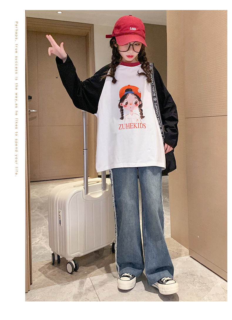 女童T恤打底衫秋装2023新款儿童宽松长袖上衣中大童时髦春秋体恤详情14