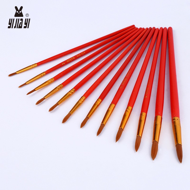 12 bamboo handle nylon bristle colored oil paint pointed brushes are selling well in wholesale trade from the manufacturer pic 14