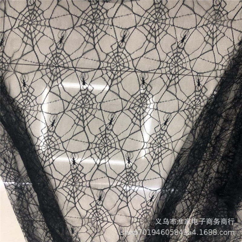 Factory direct sales of Halloween fabric, spider web non-elastic lace polyester bag fabric, lace accessories pic 7