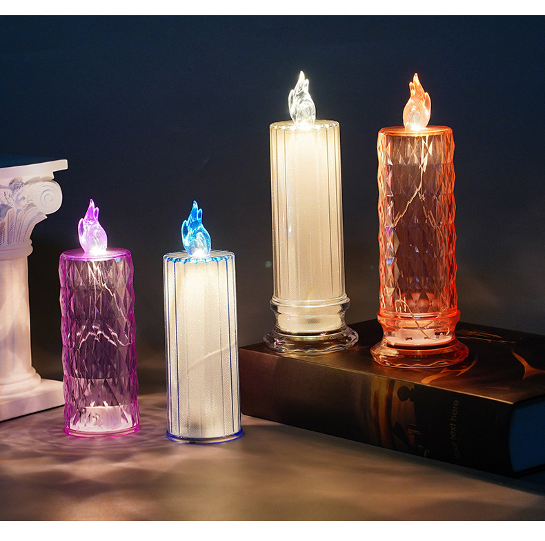 Wholesale transparent diamond-shaped LED electronic candle lights, birthday, wedding decoration, Christmas, Halloween projection atmosphere lights pic 7