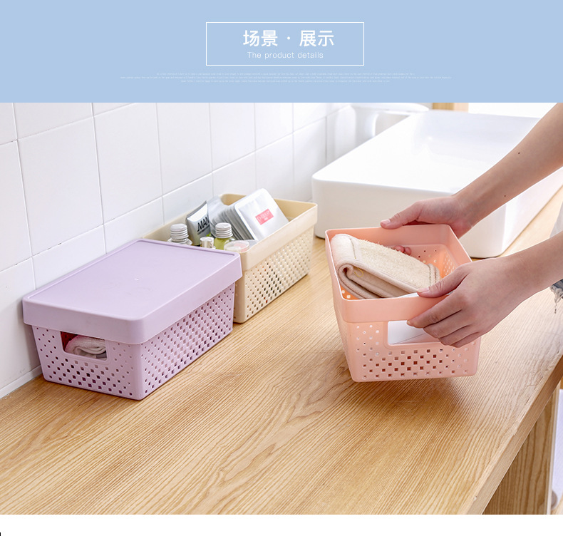 European-style organizing and storage basket, Nordic color bathroom cosmetics storage box, desktop sundries storage box 0750 pic 8