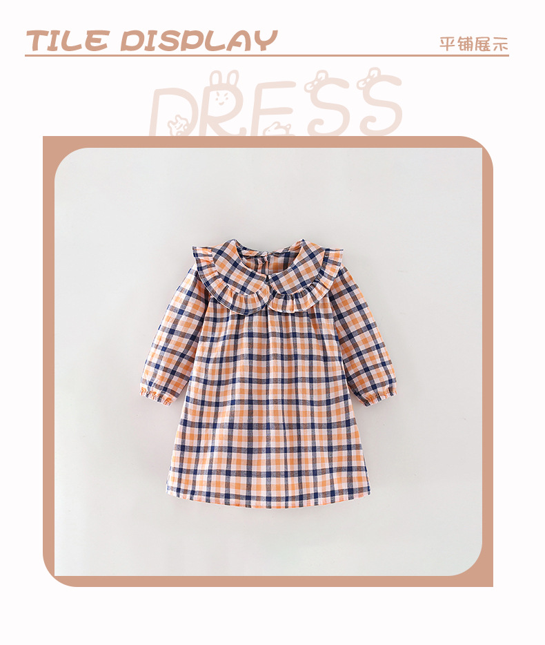 现货malwee女童连衣裙秋装新款欧美中小童洋气格子休闲长袖公主裙详情11