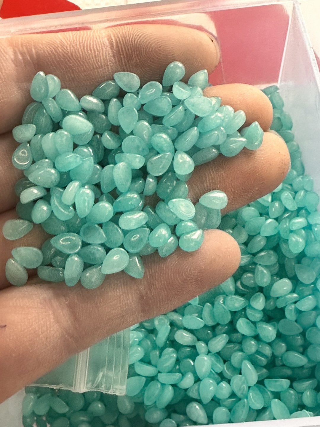 4x6 natural glitter stone water drop ring face DIY patch half-sided bead accessories wholesale necklace, AliExpress bestseller pic 2