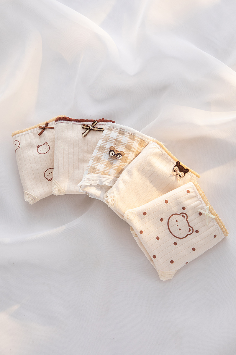 新款内裤女纯棉中腰日系肤色小熊少女包臀纯棉内裆女士三角裤详情31