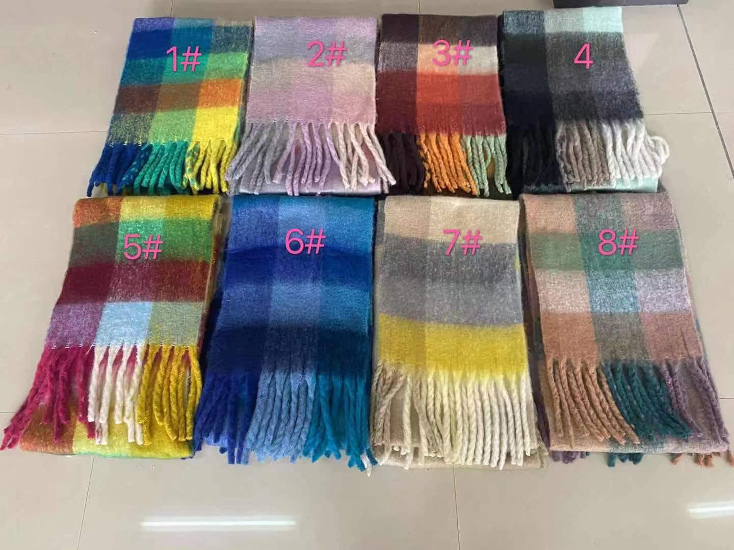 圈圈纱彩色AC格子围巾女冬季加厚保暖仿马海毛粗须仿羊绒披肩外贸详情50