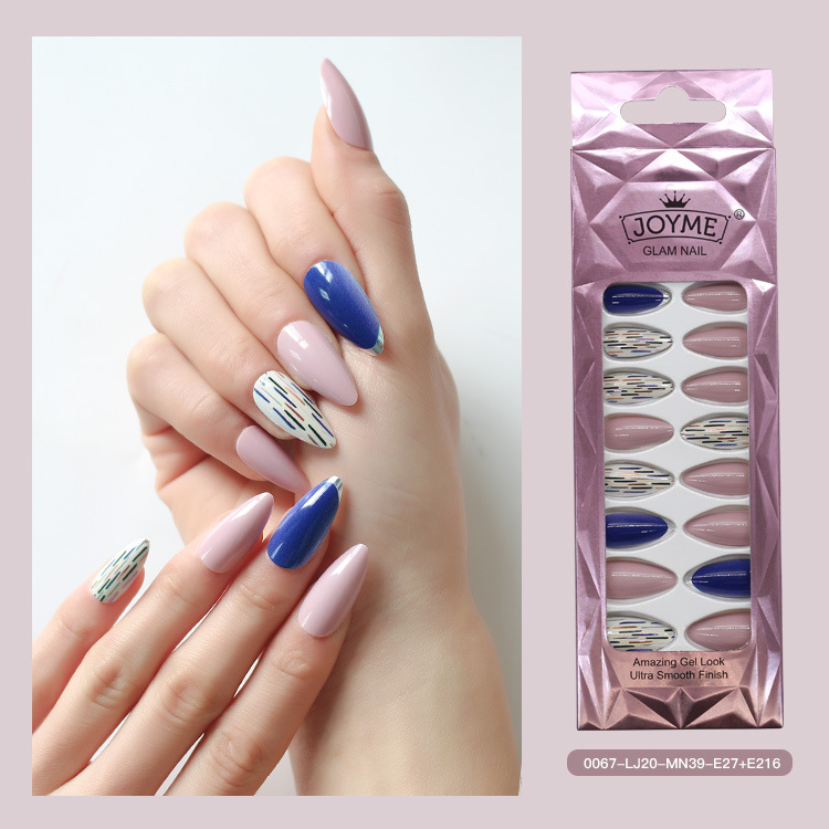 Long pointed false nails, wearable nail pads, finished nail pads, teardrop almond nail pads, nail patches, cross-border from Europe and America, 24 pieces pic 15