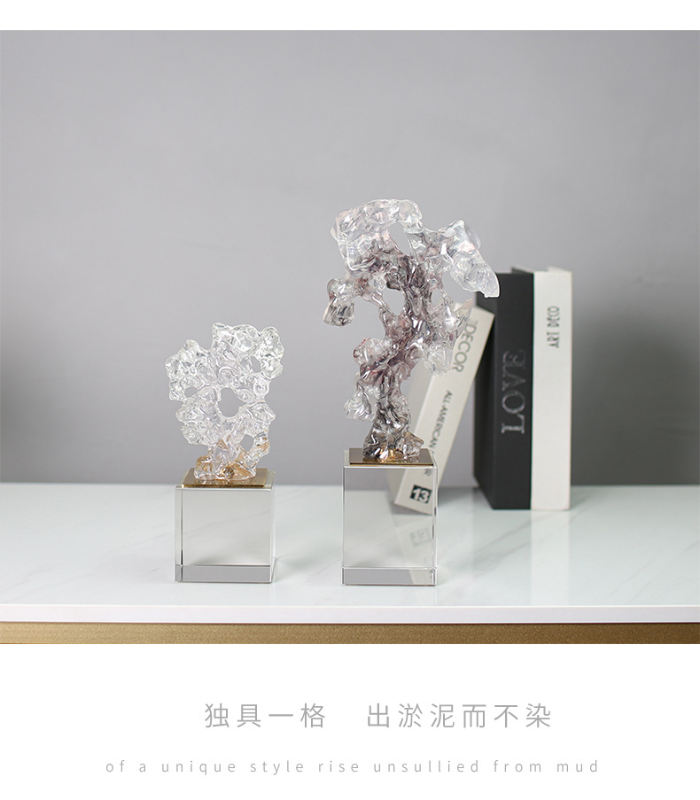New Chinese-style resin sculpture entrance hall decorative items, abstract crystal imitation creative art decorative items pic 25