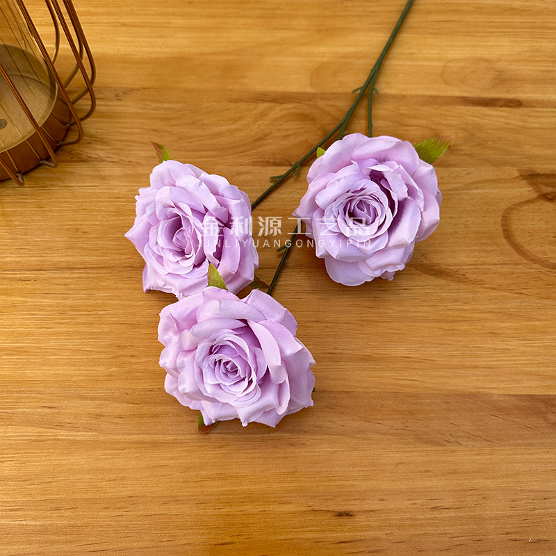 婚庆仿真花3头钻石玫瑰无叶版玫瑰花路引花材弗洛伊德玫瑰瀑布详情27