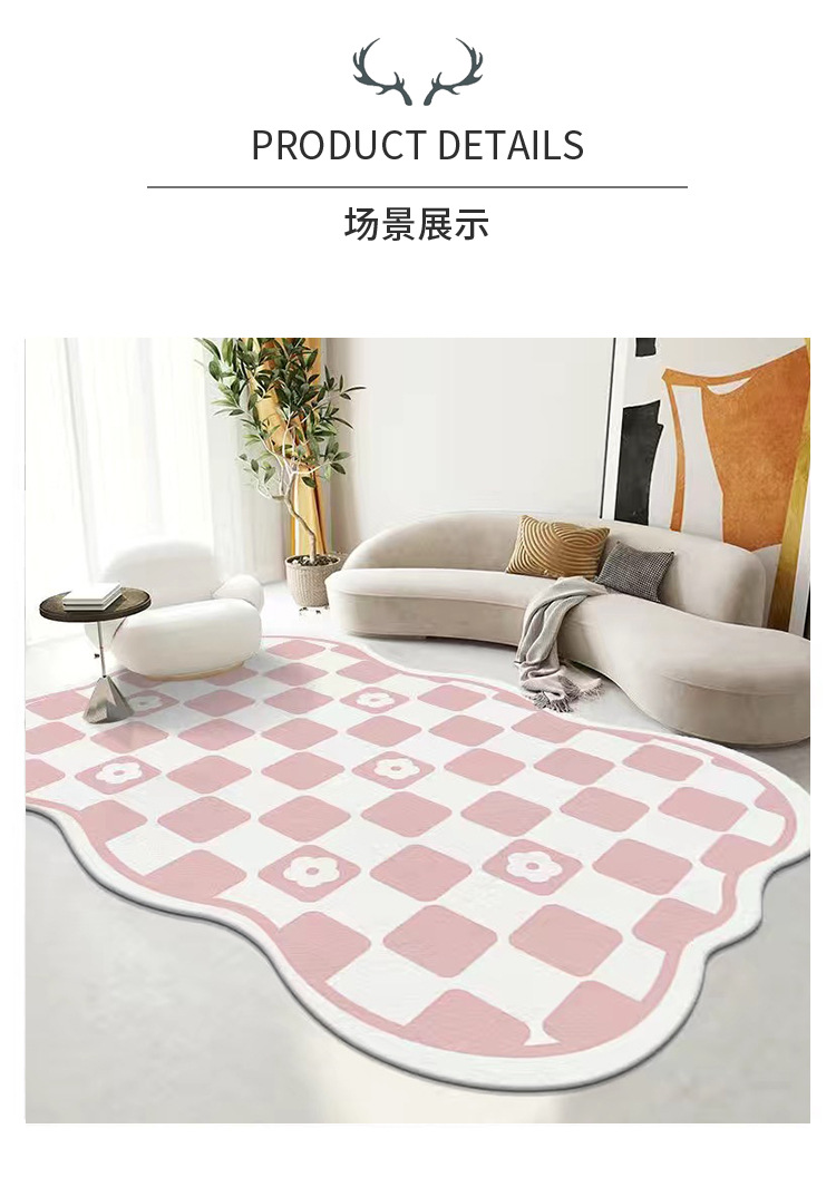 小清新四季通用卧室满铺毯家用柔软仿羊绒地毯吸水防滑客厅地毯详情15