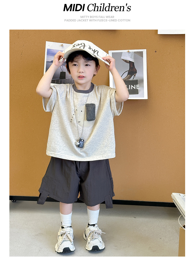 夏款童装儿童短袖T恤男童纯棉圆领上衣韩版宝宝可爱小狗半袖夏装详情25