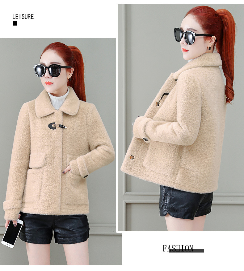 A short tweed coat for women, 2020 winter new style, fashionable and trendy for petite people, imitation mink woolen overcoat pic 13