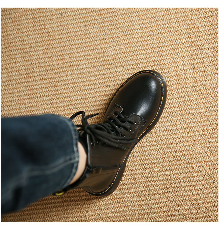 真皮马丁靴女新款秋冬季复古经典英伦风小短靴百搭休闲厚底单靴子详情18