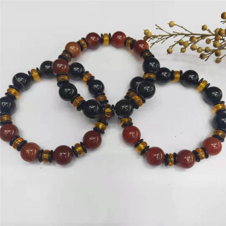 Guangshun Jewelry Wholesale of natural red and black Agate bracelets, DIY red agate couple bracelets and jewelry factory direct sales pic 3