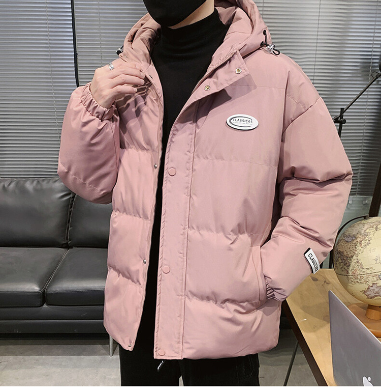 Cotton-padded men 2022 winter men's cotton-padded jackets, bread suits, solid-colored couple coats, loose and casual clothes pic 15