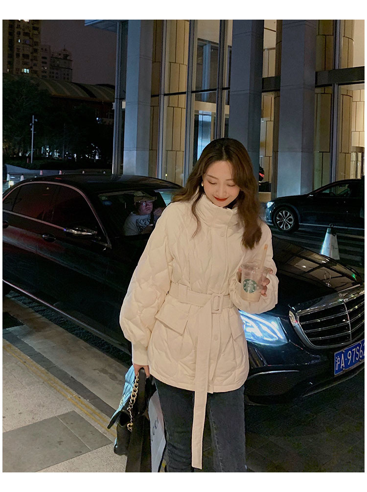 白色羽绒棉服女冬外套2022年新款轻薄收腰韩版欧货冬装短款面包服详情23