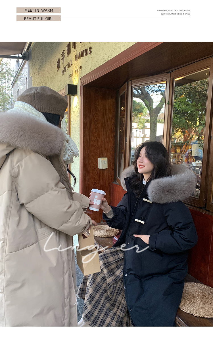 Wholesale of high-end mid-length down jackets for women that reach the knees in 2022, featuring a fashionable design sense and a niche thickened coat pic 35