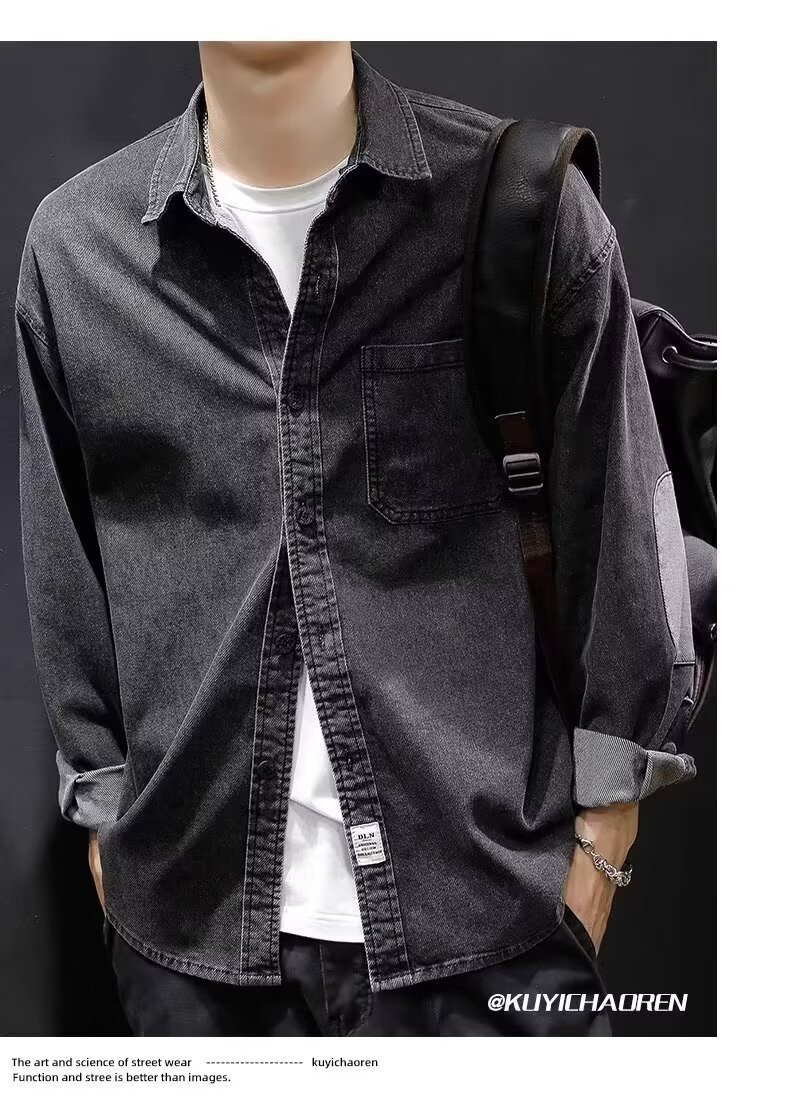 春秋新款男士灯芯绒衬衫 日系复古休闲百搭工装长袖上衣 外套搭配羽绒服保暖时尚详情24