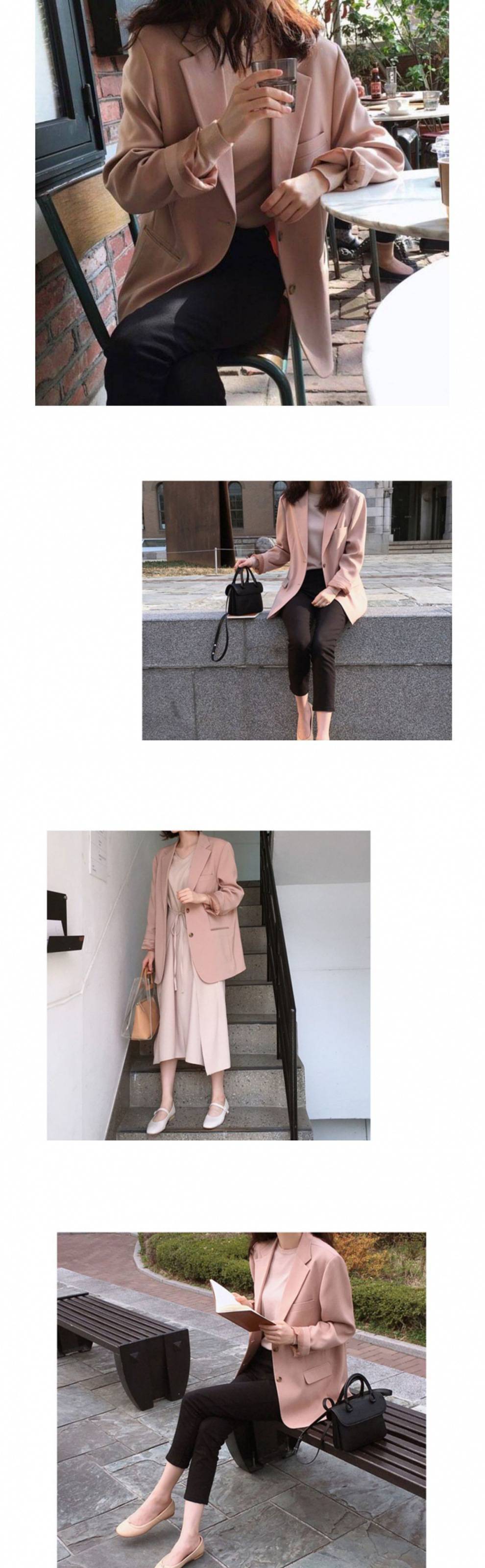 2022年春秋新款粉色女士小西装外套女韩版小香风宽松休闲上衣详情2
