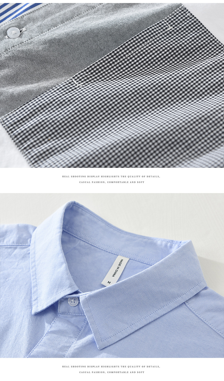 7361 Japanese-style striped long-sleeved shirt for men, Oxford fabric casual and artistic loose top for men, one piece for delivery pic 9