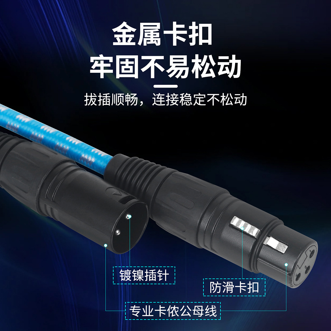 批发吉他连接线XLR麦克风音频线3米话筒线电木吉他贝司音响降噪线详情7