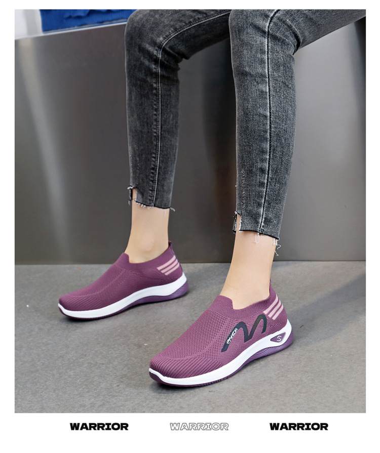 2023新款飞织一脚蹬袜子口休闲女鞋按摩底透气妈妈鞋健步运动鞋详情19