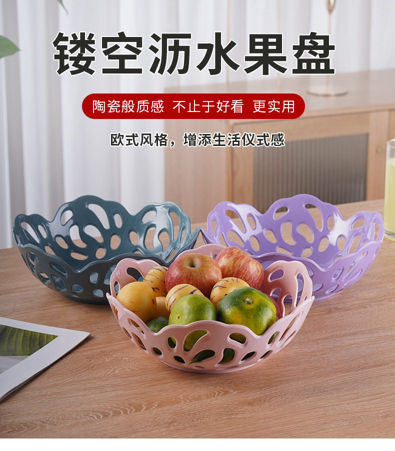 Draining basket, colorful classic melamine fruit plate, hollowed-out fruit basket, fruit plate, kitchen vegetable basket, living room, home, daily use pic 12