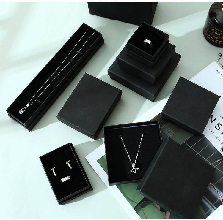 Factory direct sales of jewelry packaging boxes, black kraft paper stud earrings, rings, necklaces, jewelry boxes, gift and jewelry boxes pic 20