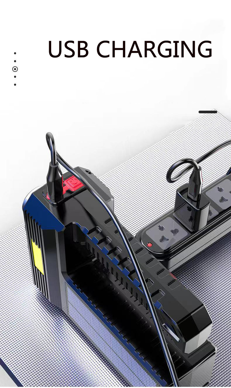 义乌闪电鹰新款太阳能充电式USB强光手电筒超亮8头led手电筒手提详情26