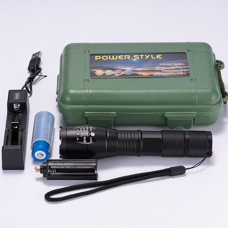 Factory wholesale XML-T6 telescopic zoom high-intensity flashlight long-range outdoor charging mini aluminum alloy small hand tube pic 19