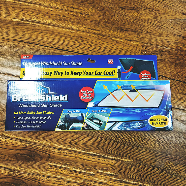 Umbrella-shaped sunshade, car sun visor, vehicle-mounted sun shield, retractable sun protection and heat insulation, front windshield sunshade pic 1