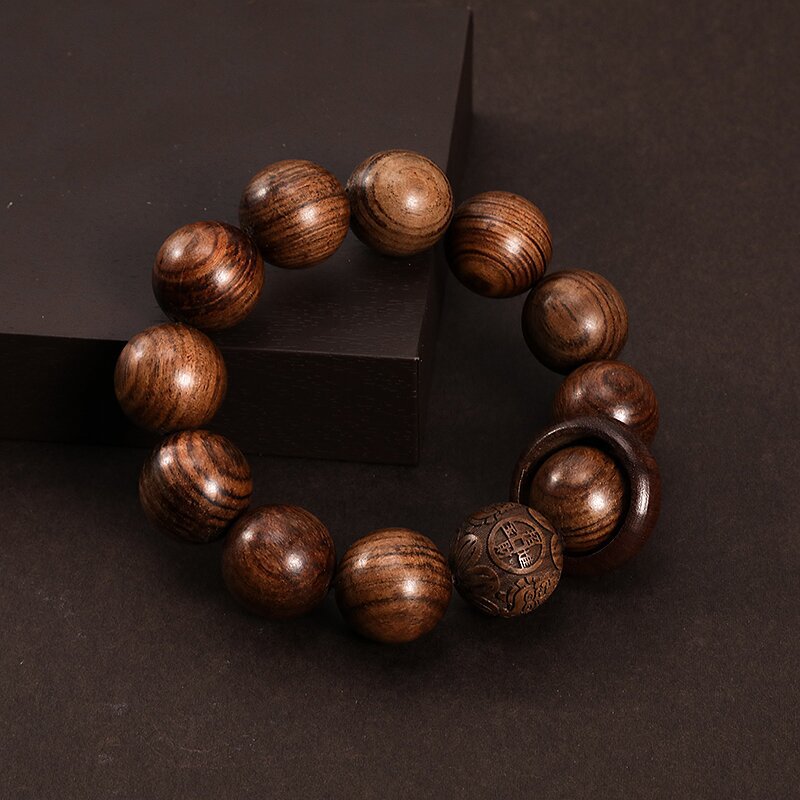 黑花梨男士佛珠手串紫光檀阴沉木跑环手串批发佛珠手链直播福利详情1