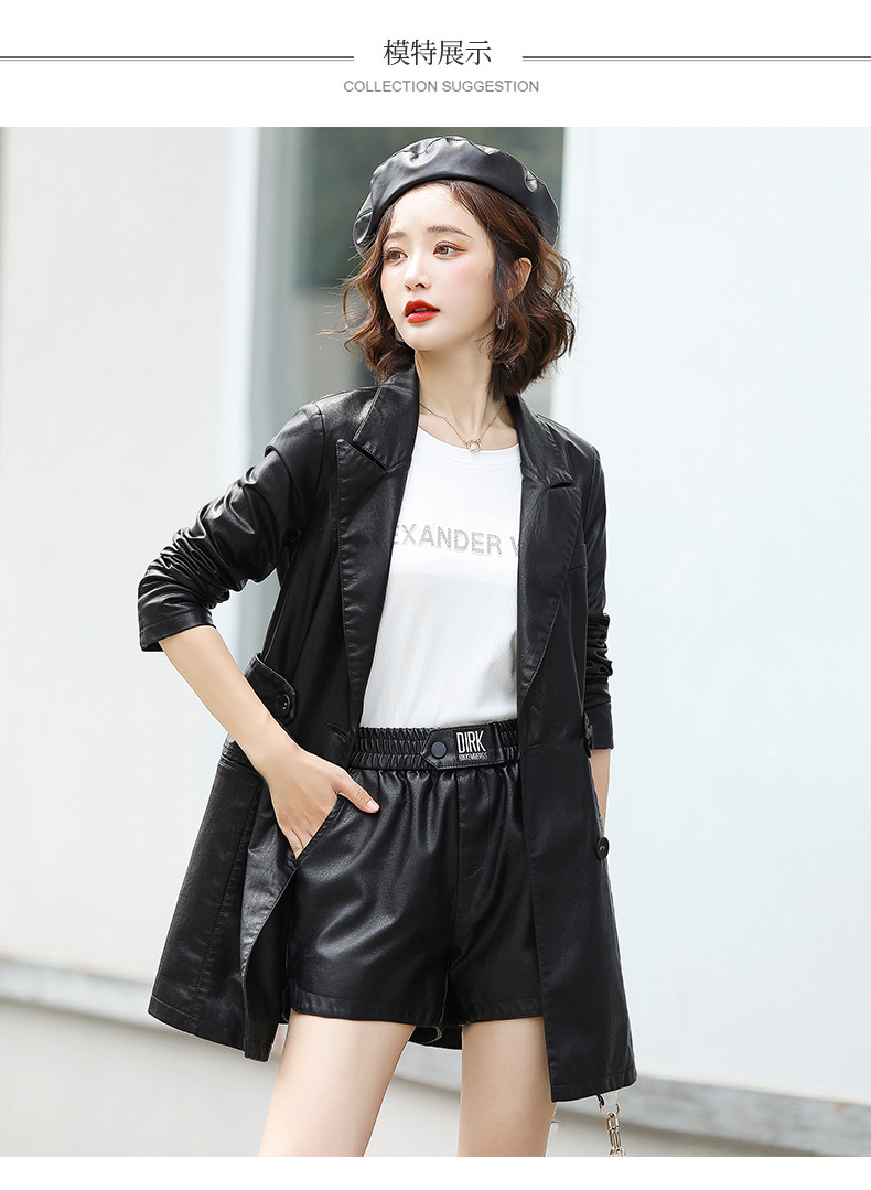 Retro Hong Kong-style casual small suit jacket for women, 2022 Spring and Autumn new Korean-style elegant pu leather suit jacket pic 8