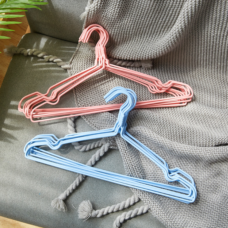 Colored plastic-coated clothes hangers, adult thickened clothes hangers, household traceless clothes hangers, clothes racks, clothes racks, clothes supports, drying racks pic 7