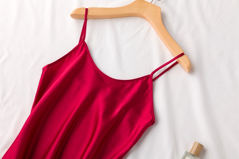 晨袍女伴娘结婚睡袍女士吊带内搭打底睡裙红色新娘仿真丝睡衣春夏详情22