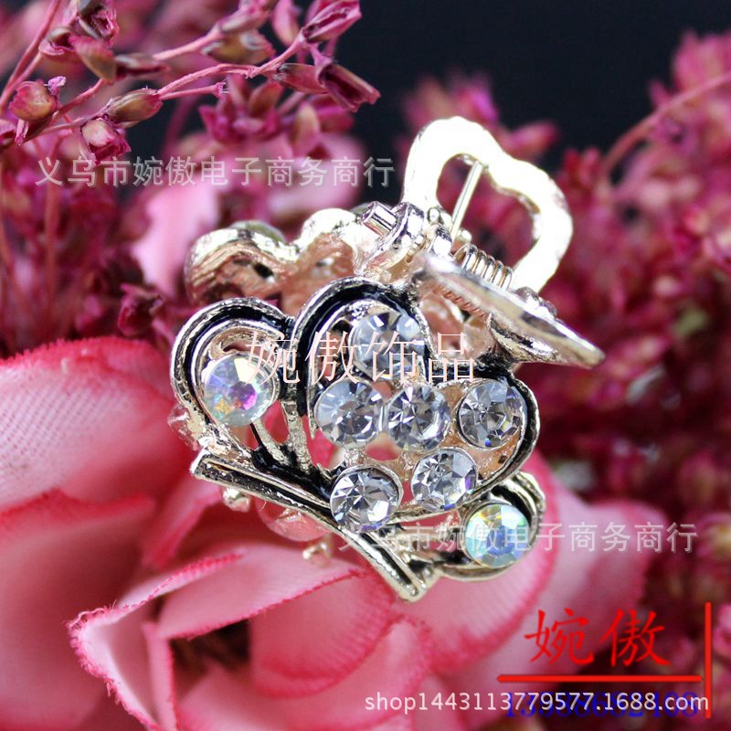 Alloy diamond-encrusted small claw clips, grab clips, hair clips, gold and silver, Yiwu two-yuan store small commodity headwear wholesale pic 11