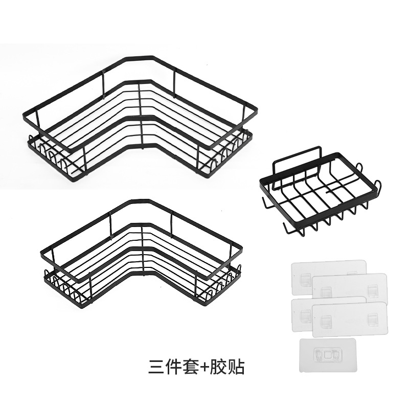 跨境新款浴室三角置物架卫生间免打孔转角置物架淋浴房墙角收纳架详情12