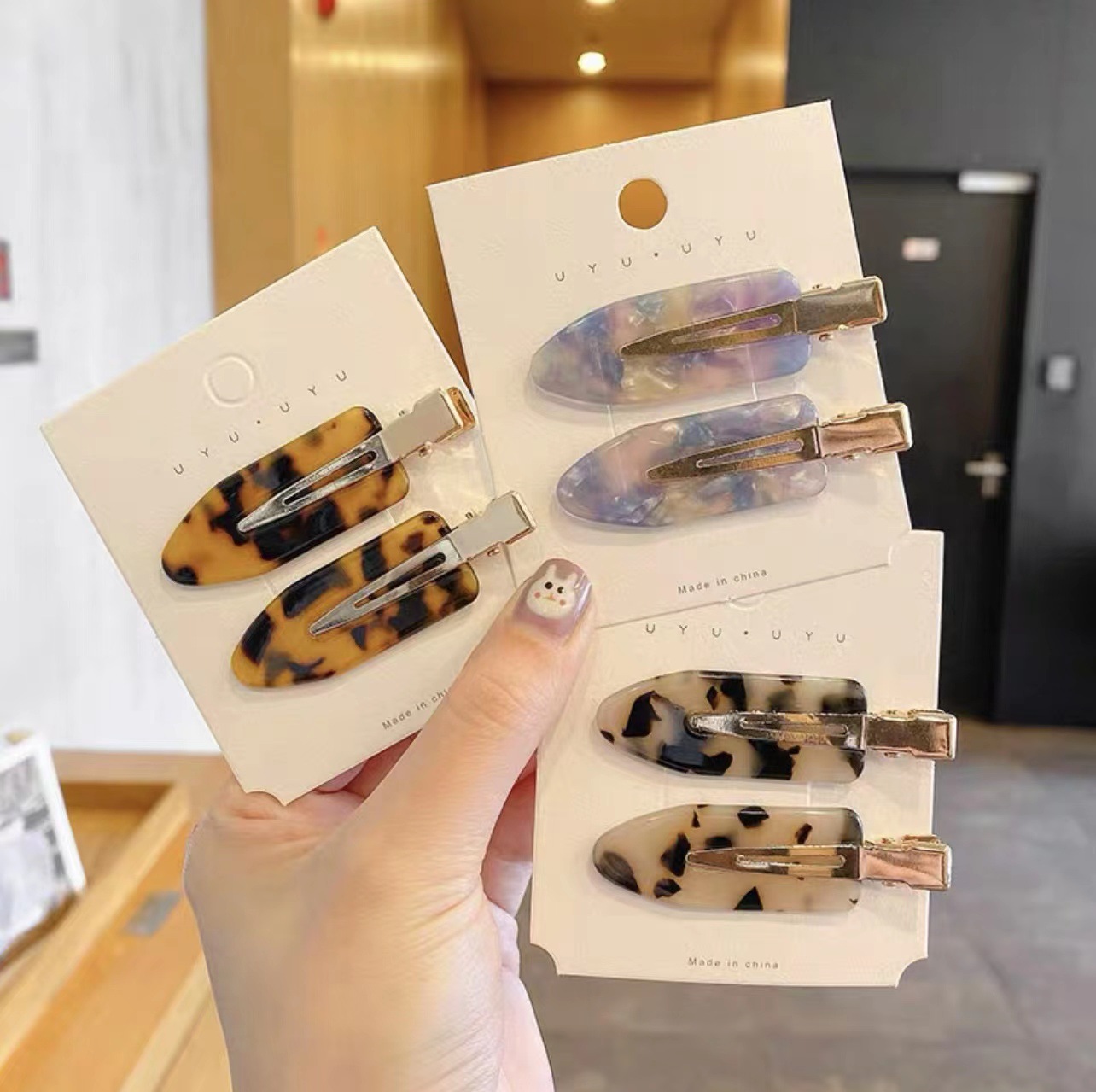 现货批发醋酸发夹侧边刘海夹无痕发卡女夏季网红化妆鸭嘴夹子头饰详情16