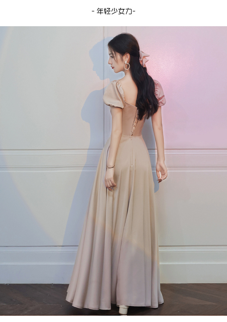 伴娘服2022年新款夏季姐妹团长裙平时可穿小众大码缎面礼服女详情21