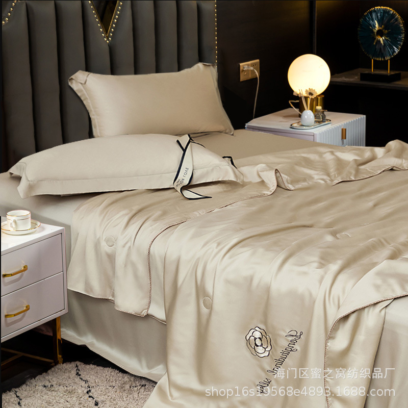 高端80支兰精天丝夏凉被床笠四件套裸睡可水洗冰丝空调被子薄夏被详情20