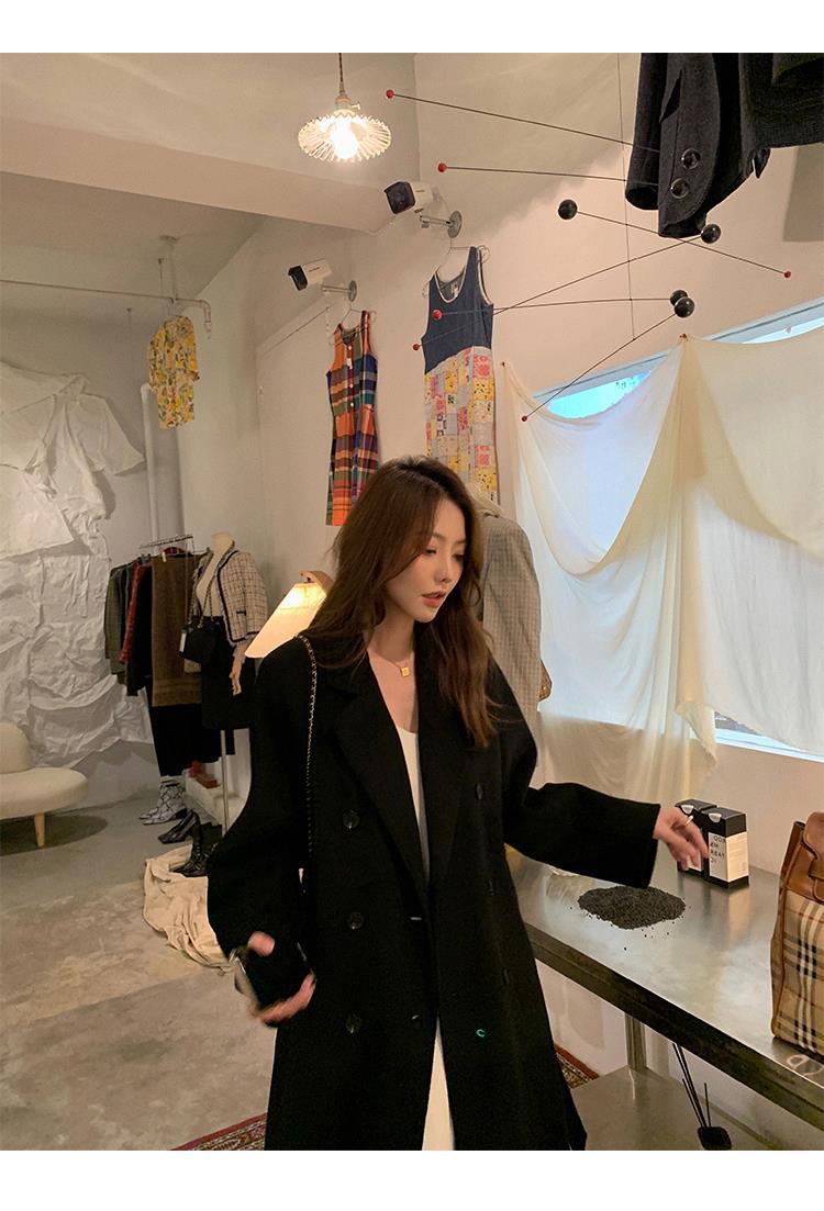 反季驼色呢子双面羊绒大衣女中长款2022年秋冬季韩系温柔毛呢外套详情30