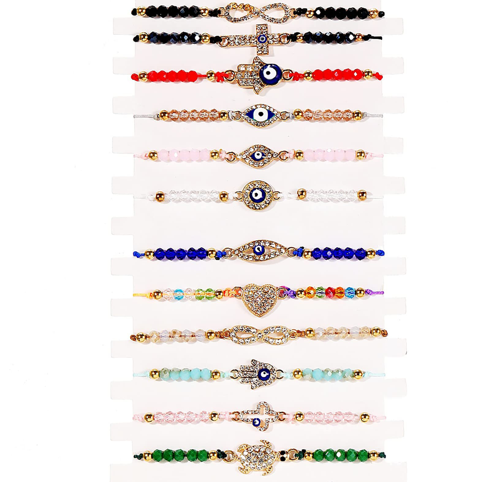 Amazon cross-border best-selling geometric diamond-encrusted cross turtle diamond-encrusted crystal beaded bracelet for men and women, friendship bracelet pic 6
