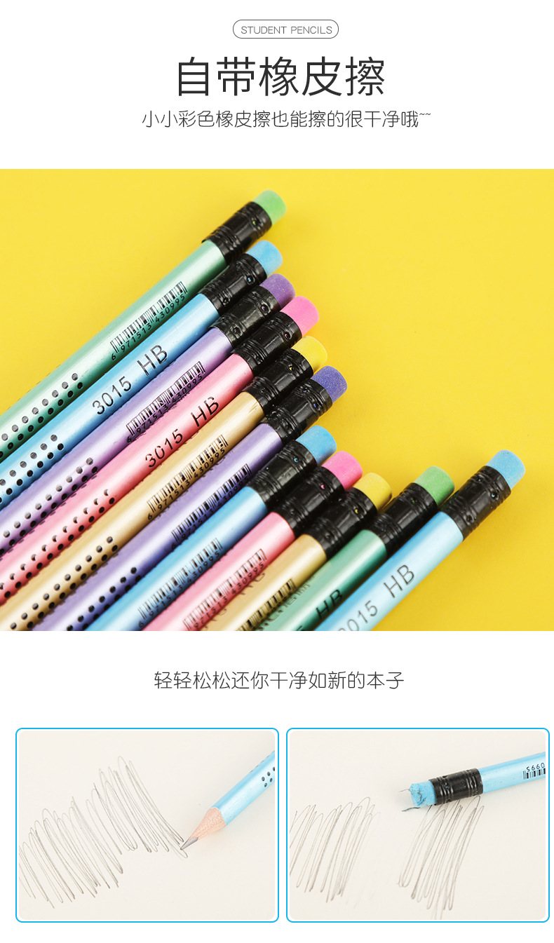 HB Pencils for primary school students, 30-piece triangular rod correction grip pencils, creative cartoon writing pens, wholesale of barrel pencils pic 8