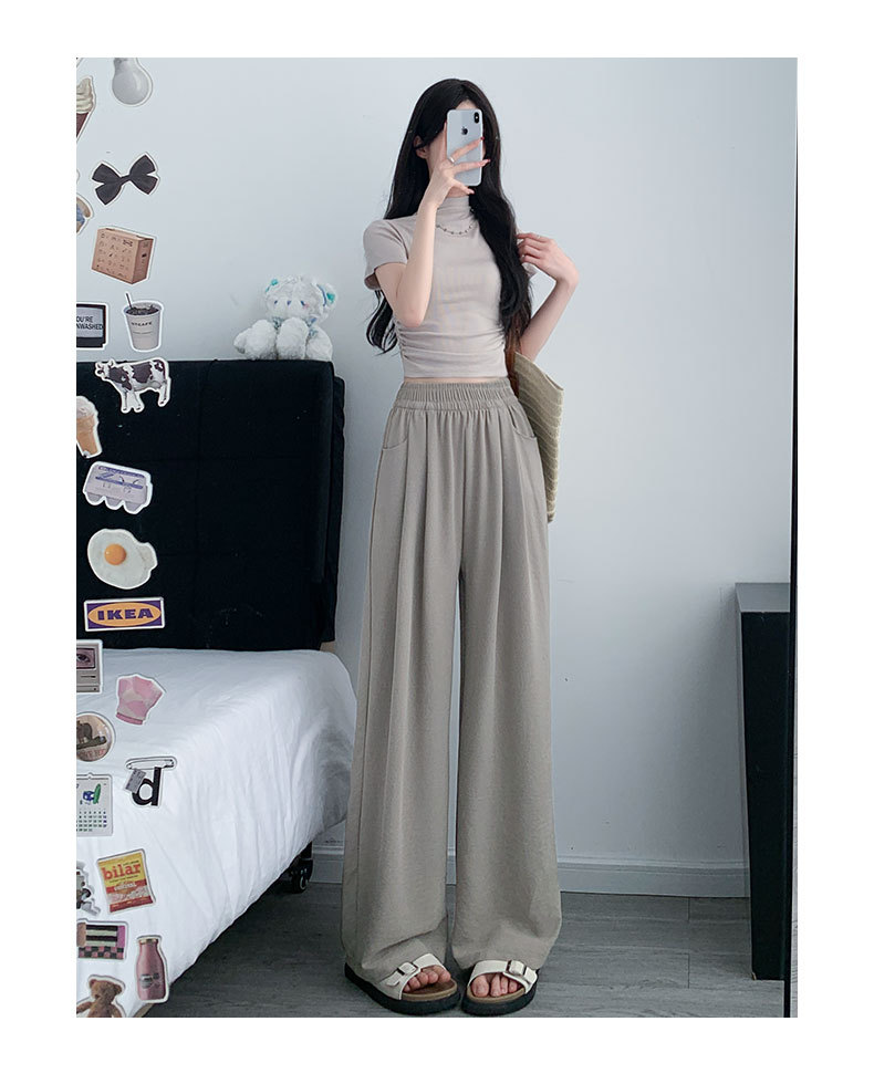 杏色冰丝阔腿裤女2024新款夏季薄款直筒宽松休闲详情14