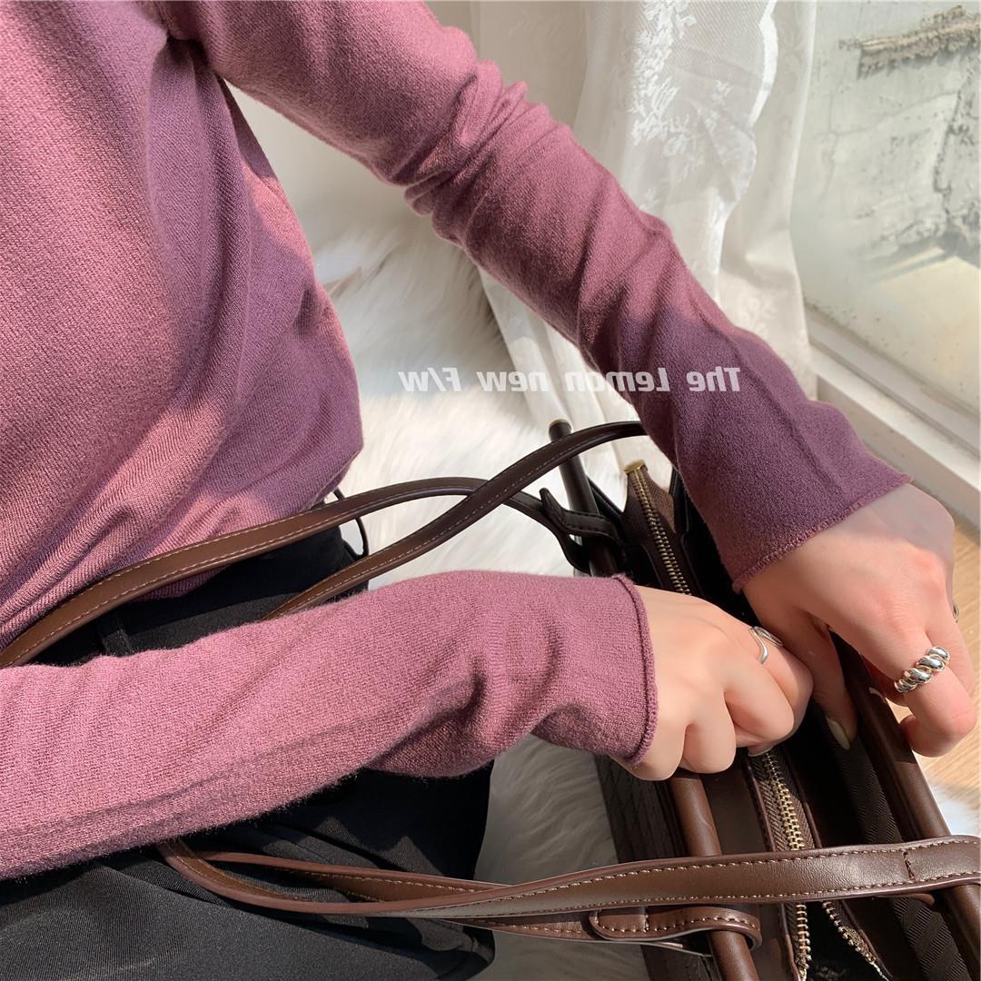 秋冬新款女装高领卷边打底衫糖果色修身保暖基础款仿羊绒衫毛衣女详情65