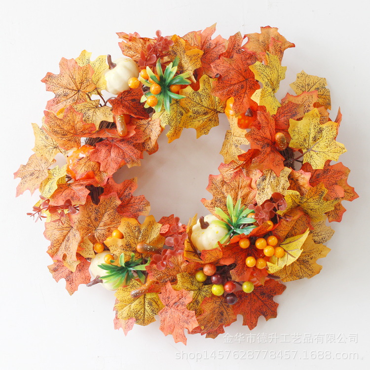 Desheng 2021 Cross-border E-commerce Amazon Autumn Color Gratitude Harvest Festival Pumpkin, Maple Leaf, Berry, Vine Ring and Wreath Decoration pic 6