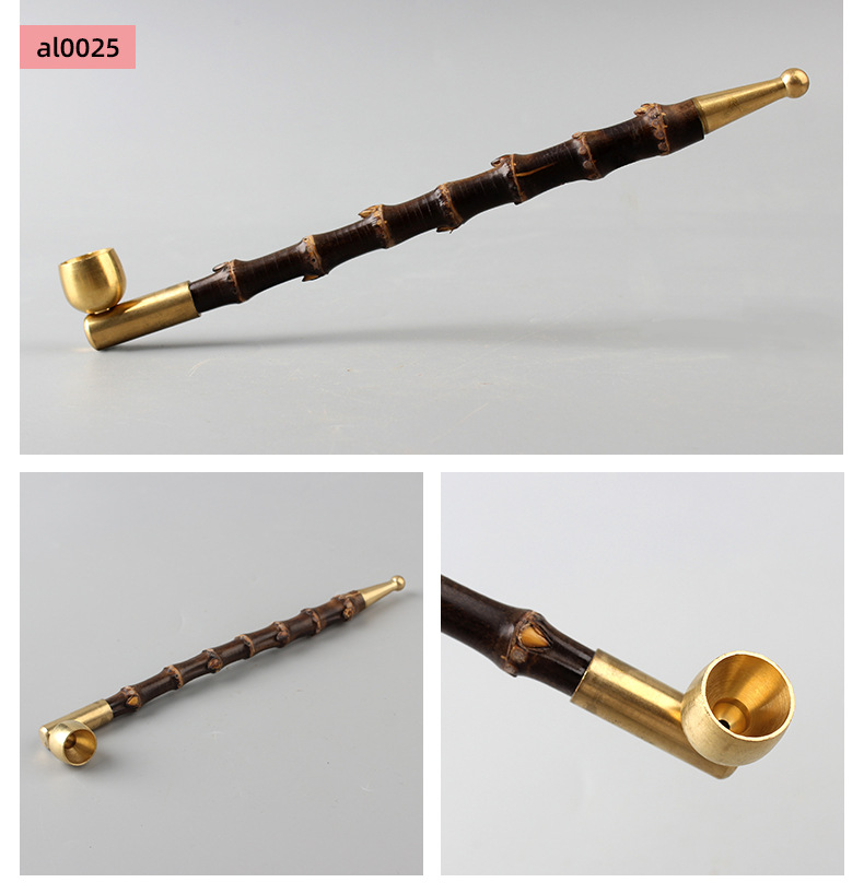 木香黄铜复古长烟杆短款老式铜锅烟袋铜制旱烟斗旱烟杆长烟枪批发详情17